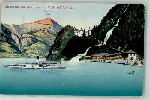 3855 Brienz BE 1912 Foto AK Giessbach am Brienzersee Dampfschiff