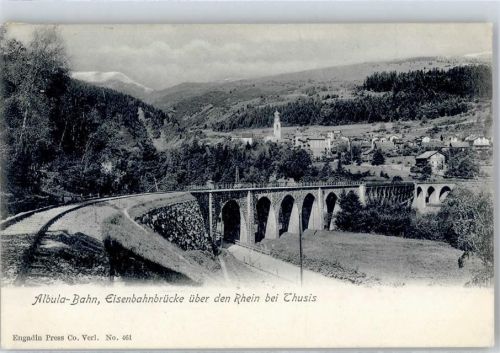 7430 Thusis 1907 - Albulabahn Eisenbahnbrücke Kirche