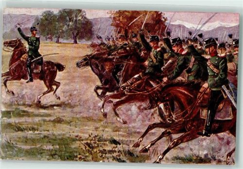 Zürich Schweizer Kavallerie zur Attacke Lithographie Ort lt. Verlag Militär Schweiz 1909 Gebrauchsspuren