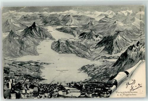6353 Weggis 1903 - Vogelschau Vierwaldstättersee