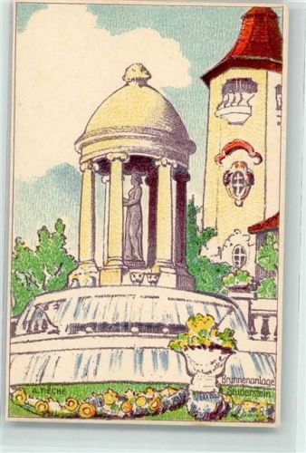 Bern Berne 1914 Künstlerkarte Landesausstellung Brunnenanlage Studerstein sign. A.Tieche Offizielle Künstlerpostkarte No.4