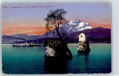 6045 Meggen - Meggenhorn, Blick gegen Pilatus, Schiff