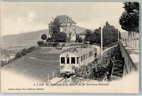 1820 Montreux Foto AK Schloss Bergbahn