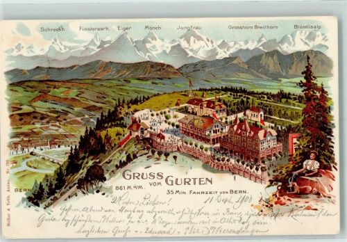 Gurten Bern 1900 Gebrauchsspuren Litho