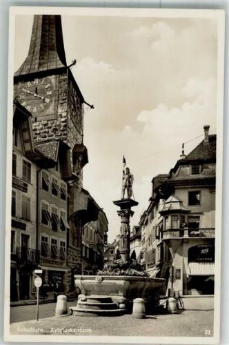 4500 Solothurn Soleure Foto AK Feldpost Infaterieschulen 8. Div. Zeitglockenturm Denkmal Brunnen
