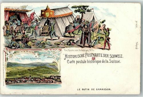 1422 Grandson 1476 Gebrauchsspuren die Beute Lithographie