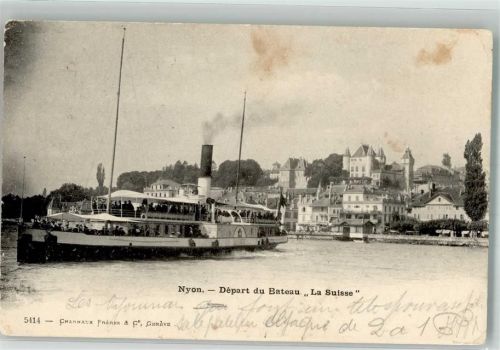 1260 Nyon 1905 Foto AK Dampfschiff La Suisse