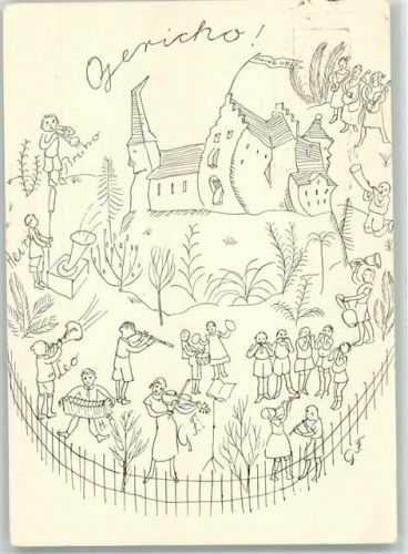 Jericho Musikalische Belagerung Der Spiegelklöpfler Künstlerkarte T.Vogel Motiv Schweiz Gebrauchsspuren