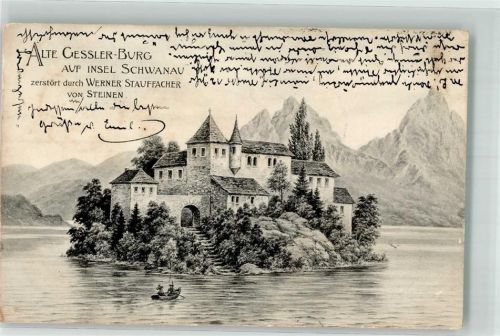 Schwanau Insel 1905 Gebrauchsspuren Alte Gesslerburg Hüttenstempel