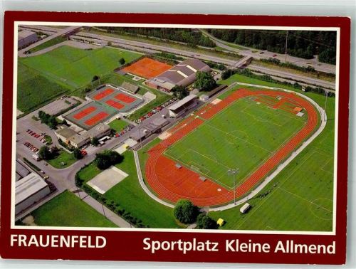 8500 Frauenfeld Foto AK Fliegeraufnahme Sportplatz Kleine Allmend