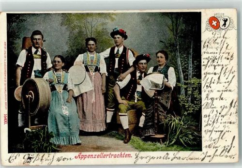 9050 Appenzell 1905 - Ehepaare Butterschleuder Stickerin Tracht