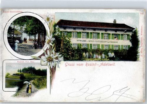 8345 Adetswil 1911 Lithographie Gasthaus Rosinli