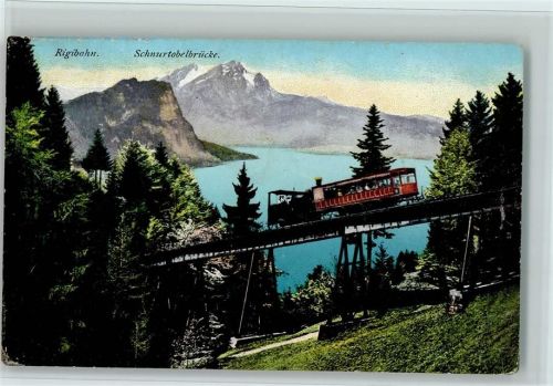 Rigi Kulm 1909 - Rigibahn Schnurtobelbrücke Blick nach Pilatus
