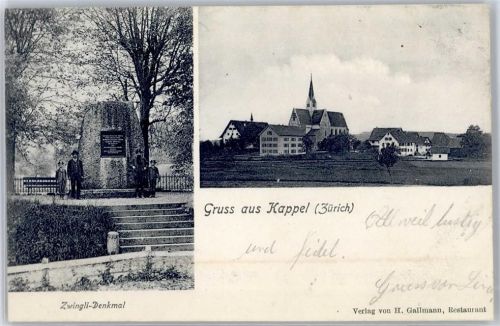 8523 Kappel - 1905, Zwingli-Denkmal, Kirche
