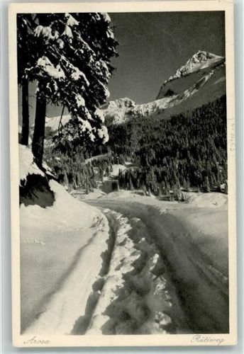 7050 Arosa 1915 Foto AK Foto Biengräber Winter Rütiweg