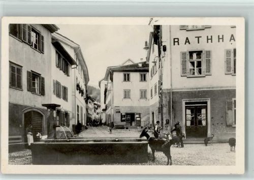 7430 Thusis - Alt-Thusis Rathaus Brunnen Ziegen Hunde