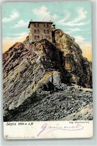 Säntis 1903 Gebrauchsspuren Observatorium Bahnpost 378 No 30