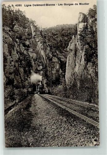2740 Moutier 1909 - Les Gorges Eisenbahn Linie Delemont Biel
