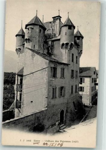 3960 Sierre 1906 - Schloss Vidomnes Bahnpost Strecke 3 Zug 1689