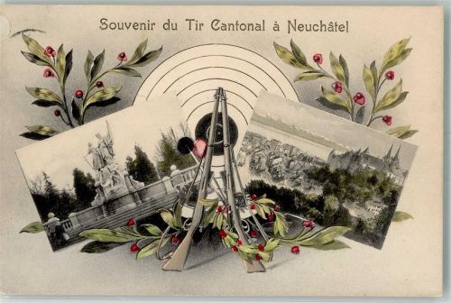 2000 Neuchâtel Neuenburg 1906 Foto AK Schützenfest Denkmal