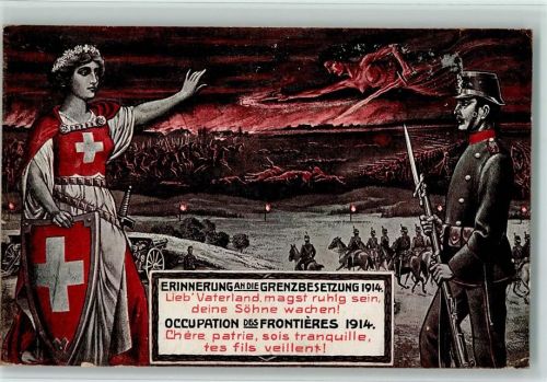 Erinnerung an die Grenzbesetzung 1914 - Helvetia AK Militär Schweiz
