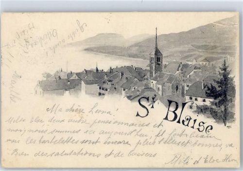 2072 St-Blaise 1900 Lithographie / Künstlerkarte Kirche