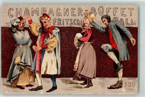 6000 Luzern Lucerne 1899 Gebrauchsspuren Champagner Büffet Fritschi Ball Ort lt. Stempel Lithographie