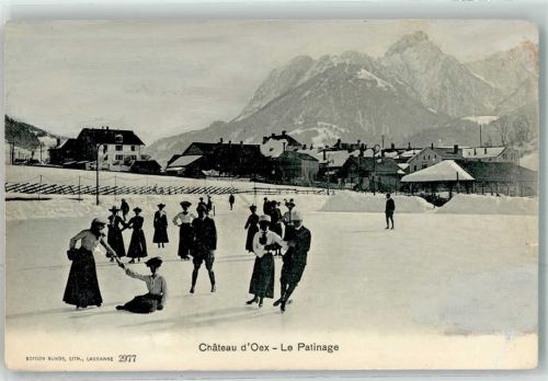 1660 Château-d´Oex 1909 Gebrauchsspuren Eisbahn Winter Schlittschuhe