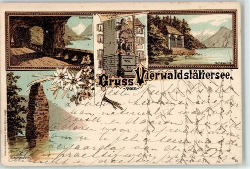 6000 Luzern Lucerne 1898 Lithographie Denkmal Wilhelm Tell Schillerstein