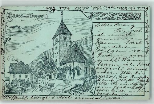 2513 Twann 1899 Künstlerkarte Kirche am Pilgerweg