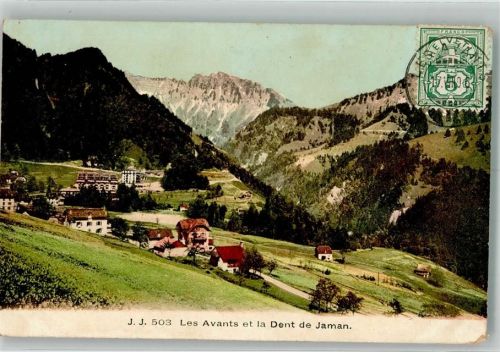 1833 Les Avants 1906 Foto AK Briefmarke Bildseite