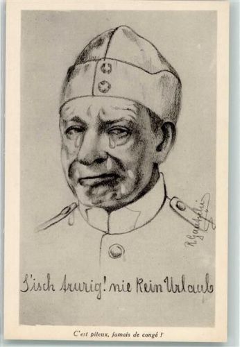 Soldat Humor sign. Gautschi Militär Schweiz Künstlerkarte