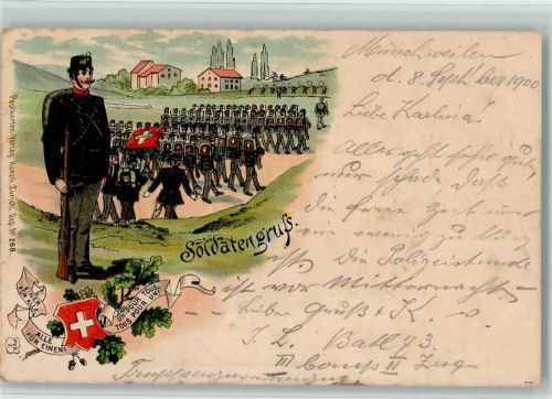 Verlag Künzli Nr. 268 - Soldatengruss 1900 AK Militär Schweiz Lithographie