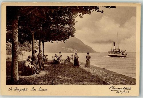 1898 St-Gingolph Foto AK Raddampfer