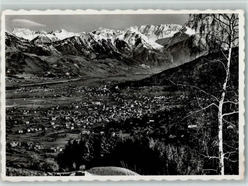 9472 Grabs - Blick vom Zollhaus Gamserberg auf Grabs Buchs Vaduz und die Thätikonkette