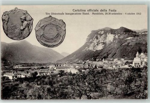 6850 Mendrisio 1912 - Trio Distrettuale Inaugurazione Stand Cartolina officiale della Festa