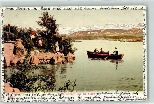 Zürichhorn 1906 - Ruderboot Alpenkette