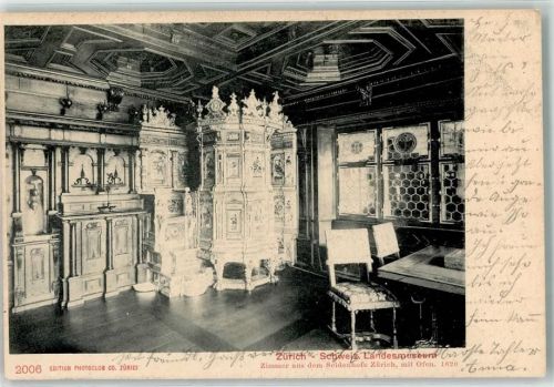 8000 Zürich 1903 - Landesmuseum Zimmer aus dem Seidenhof mit Ofen 1620