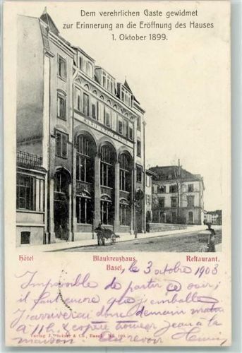 4000 Basel Bâle 1903 - Blaukreuzhaus Hotel Restaurant Eröffnung 1899