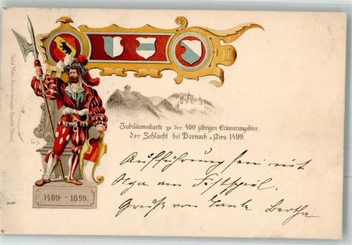 4143 Dornach 1899 Lithographie Jubiläumskarte Schlacht 1499
