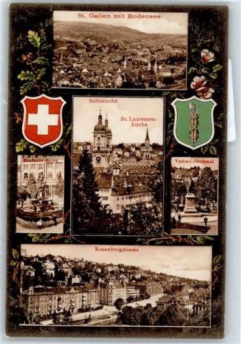 9000 St. Gallen S. Gallo - Gesamtansicht, Stiftskirche, Rosenbergstraße