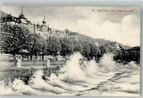 1820 Montreux 1910 Folienkarte / Lackkarte Hafen