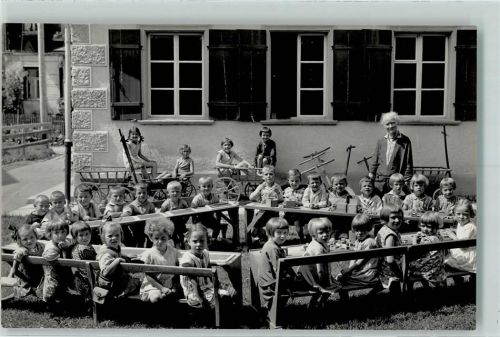 9055 Bühler Foto AK Kindergarten Kinder Ort handschriftl.