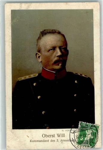 2400 Le Locle 1915 - Oberst Wil Kommandant des 3 Armeekorps Ort lt. Stempel