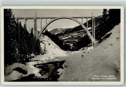 7057 Langwies Foto AK Chur-Arosa-Bahn Viadukt Winter Foto Gaberell
