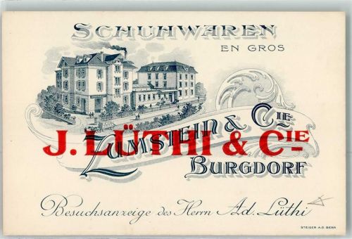 3400 Burgdorf Berthoud KEINE AK Schuhwaren en gros Besuchsanzeige Herrn Ad. Lüthi Lithographie