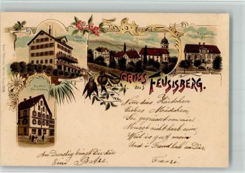 8835 Feusisberg 1900 BOAKC Lithographie Hotel Schönfels Gasthaus Pension Zur Frohen Aussicht Verlag Künzli Nr 2058
