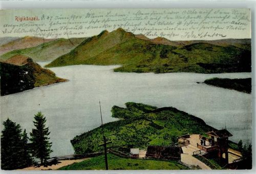 Rigibahn Lithographie 1904 Rigikänzeli