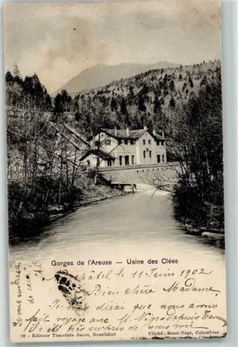 Les Gorges 1902 - Usine des Clees Areuse Brücke