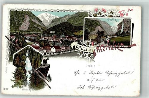 3800 Interlaken Lithographie Giesbach Gämse Staubbach
